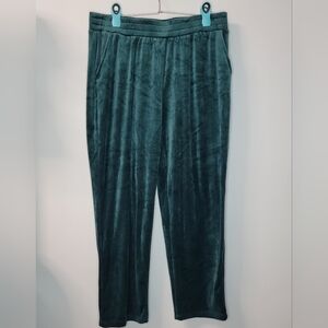 Magaschoni Green Velvet Style Velour Track Athletic Pants Elastic Waist XL